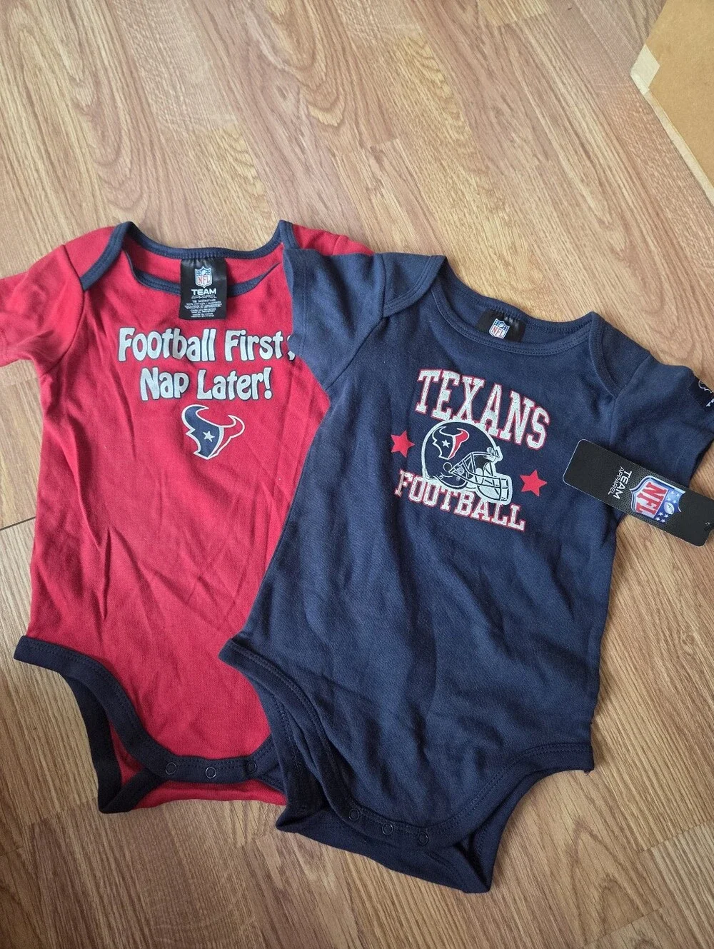 NFL Houston Texans Baby Bodysuit 18M 2pc Set Navy Red Short Sleeves NWT